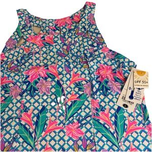 Lulu B Boutique Floral Active Sun Golf Dress‎ SPF 50 Sleeveless Size Large NEW